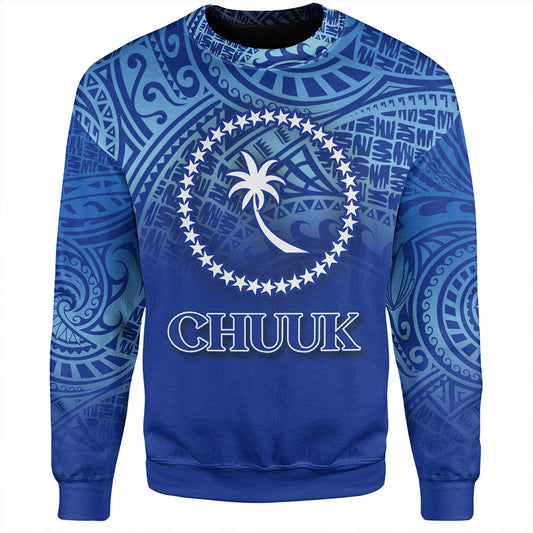Chuuk State Sweatshirt Flag Color With Traditional Patterns