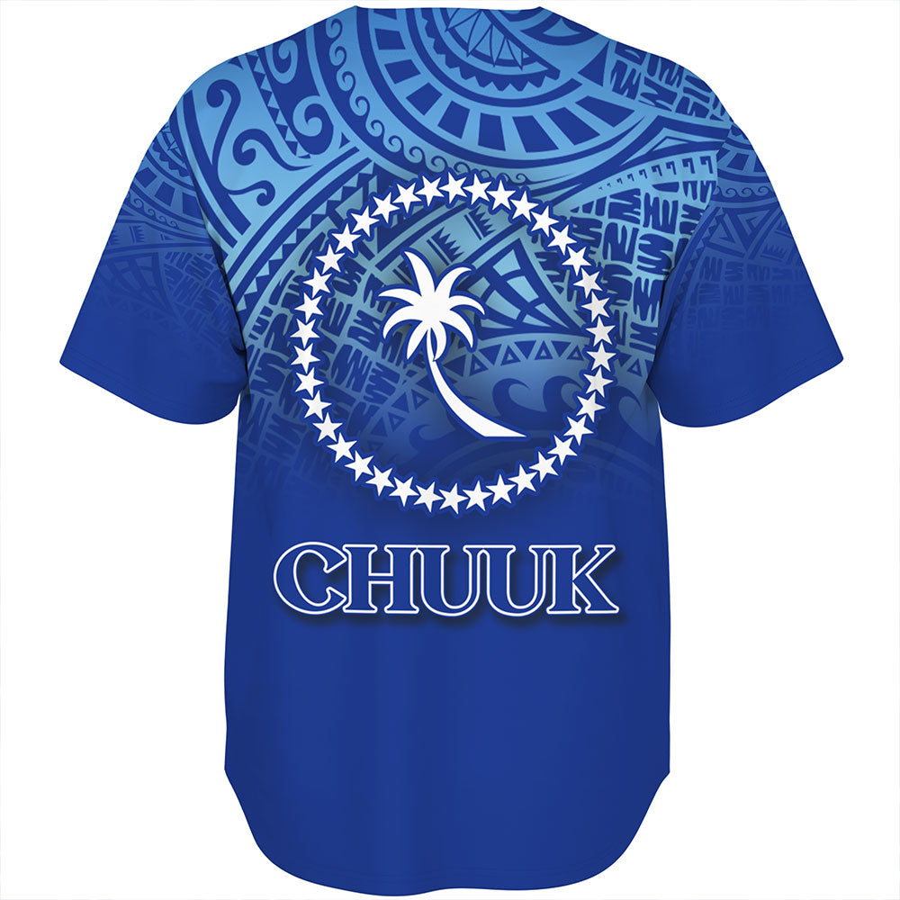 Chuuk State Baseball Shirt Flag Color With Traditional Patterns