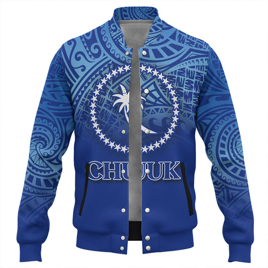 Chuuk State Baseball Jacket Flag Color With Traditional Patterns