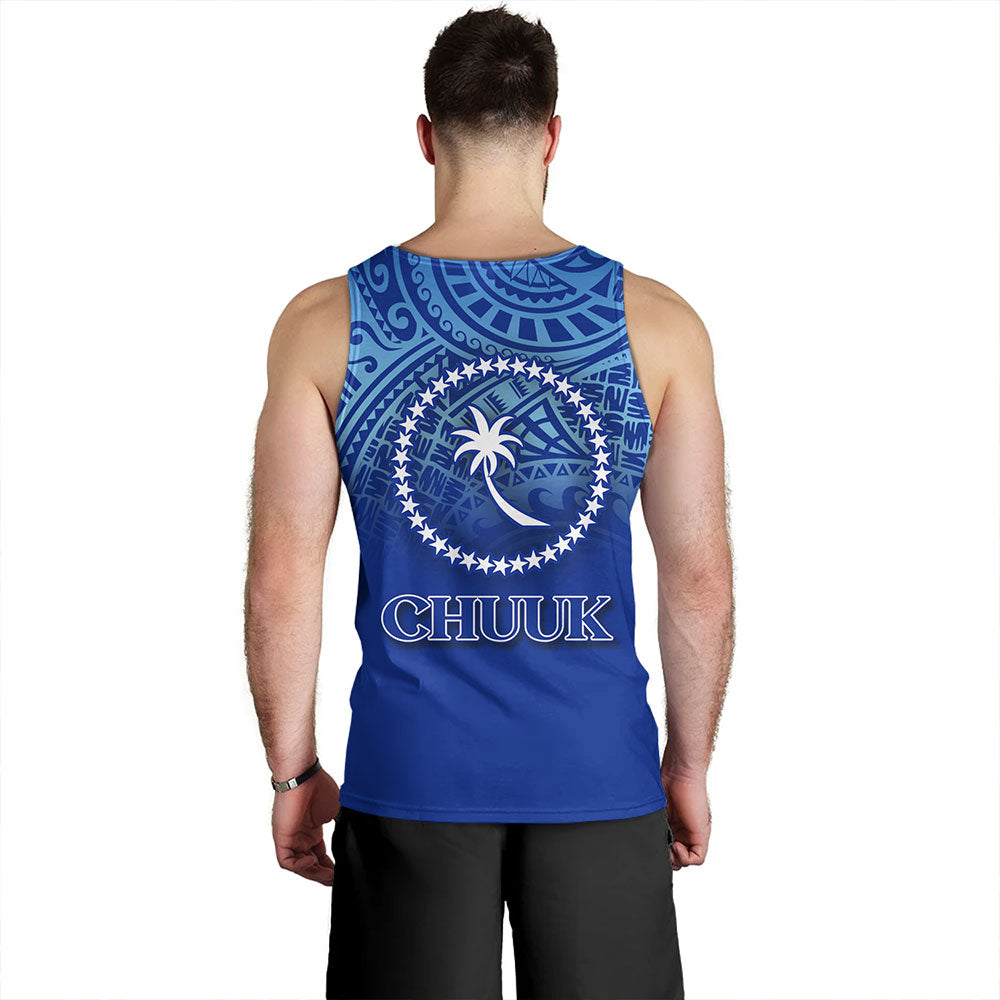 Chuuk State Tank Top Flag Color With Traditional Patterns