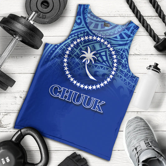 Chuuk State Tank Top Flag Color With Traditional Patterns