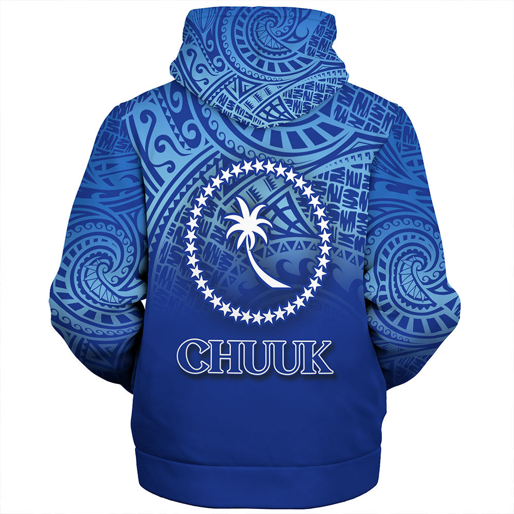 Chuuk State Sherpa Hoodie Flag Color With Traditional Patterns