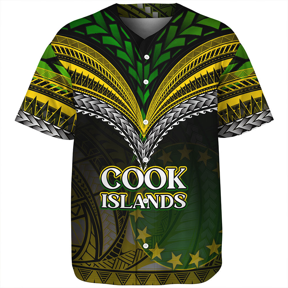 Cook Islands Baseball Shirt Flag Color With Traditional Patterns