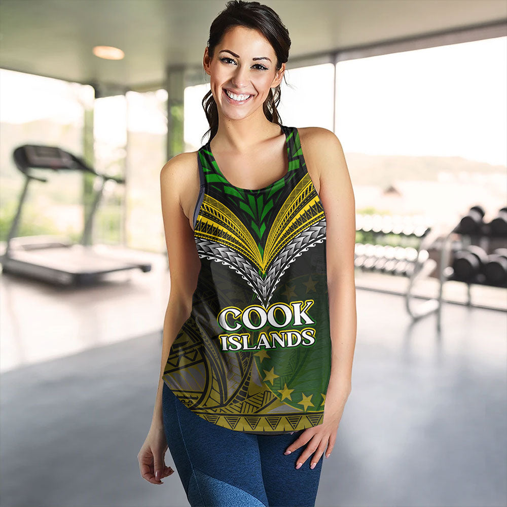 Cook Islands Women Tank Flag Color With Traditional Patterns