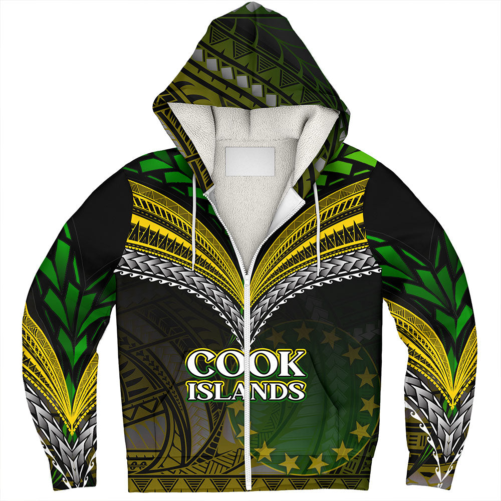 Cook Islands Sherpa Hoodie Flag Color With Traditional Patterns