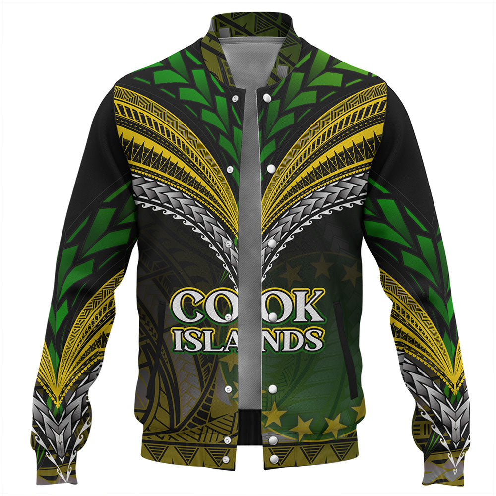 Cook Islands Baseball Jacket Flag Color With Traditional Patterns