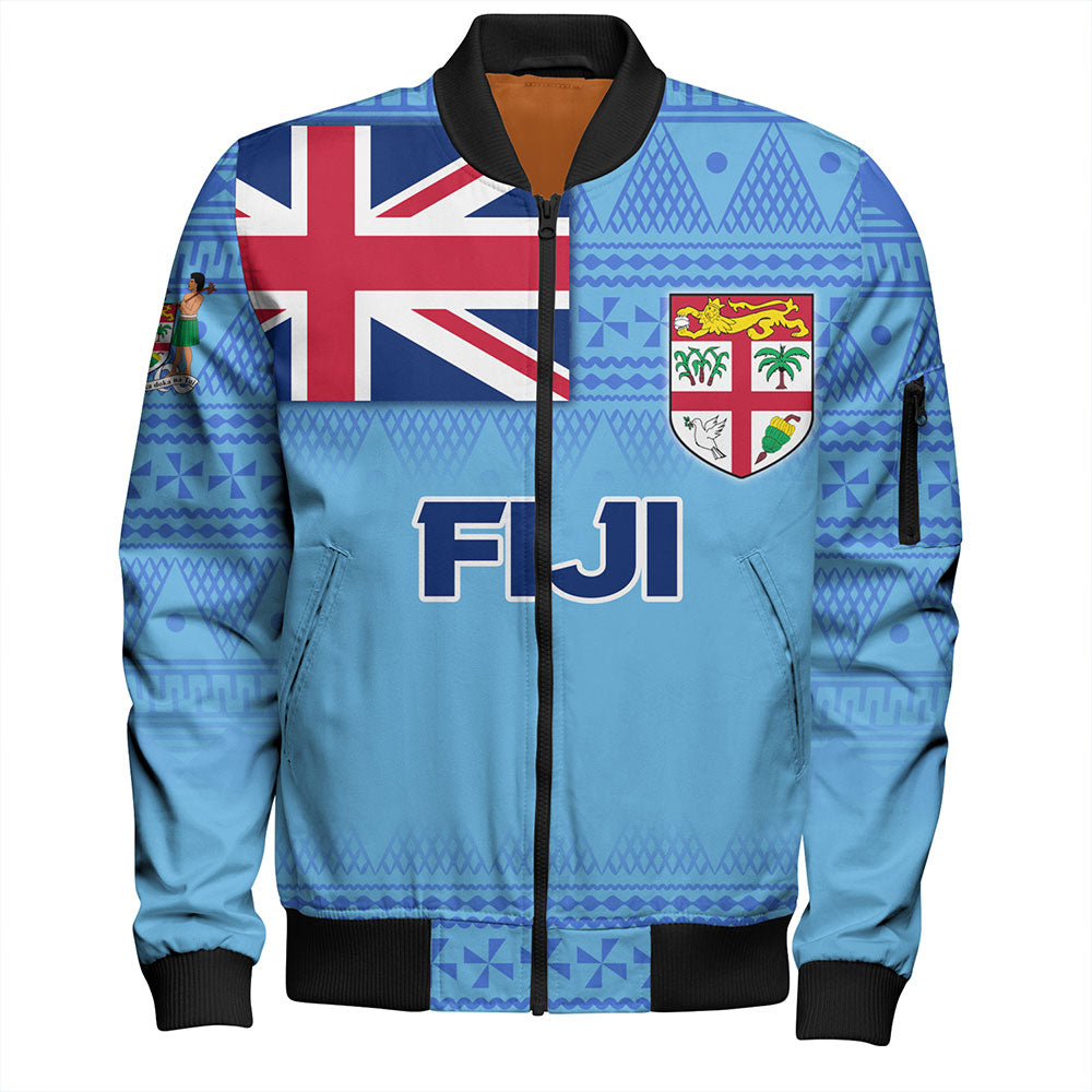 Fiji Bomber Jacket - Flag Color With Traditional Patterns