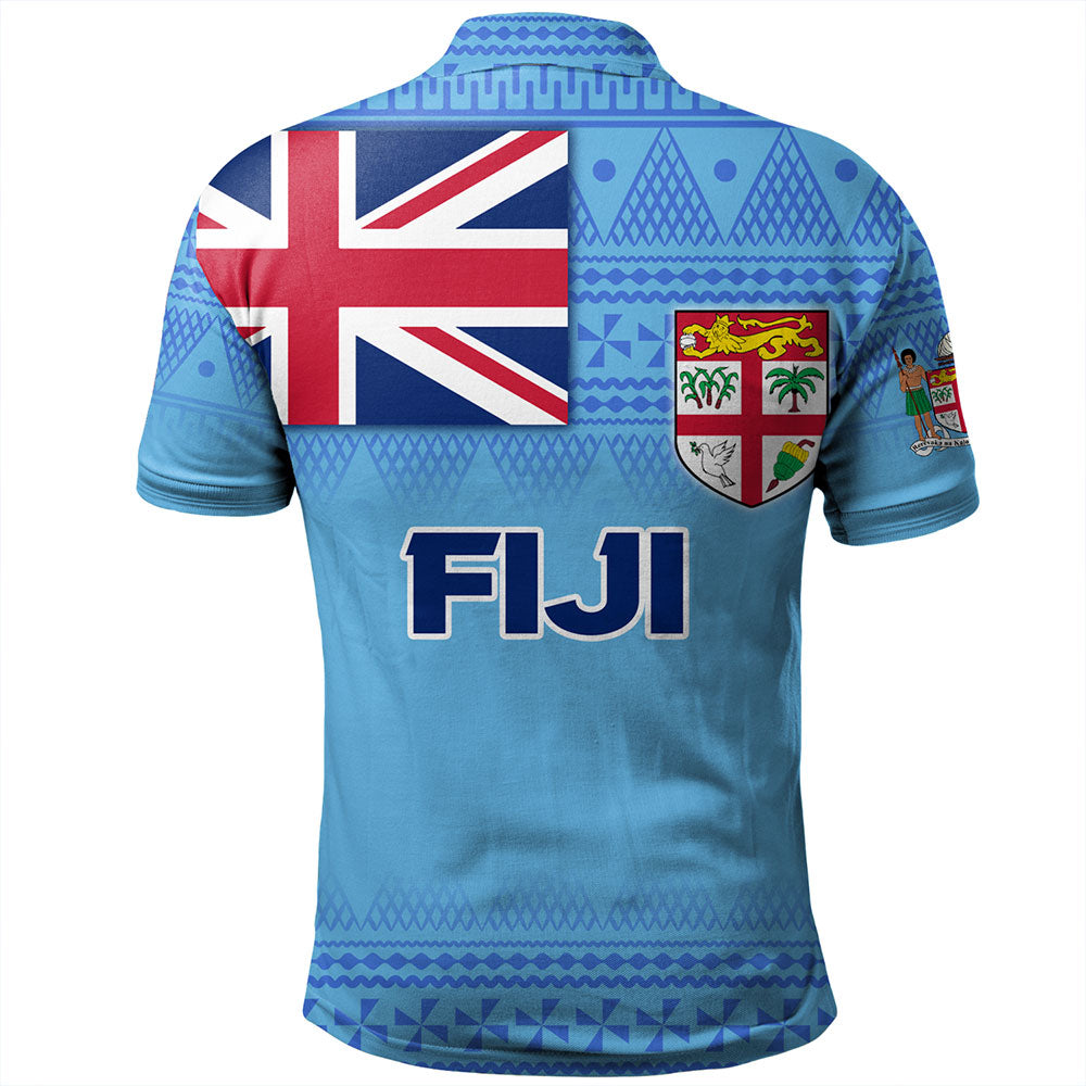 Fiji Polo Shirt - Flag Color With Traditional Patterns
