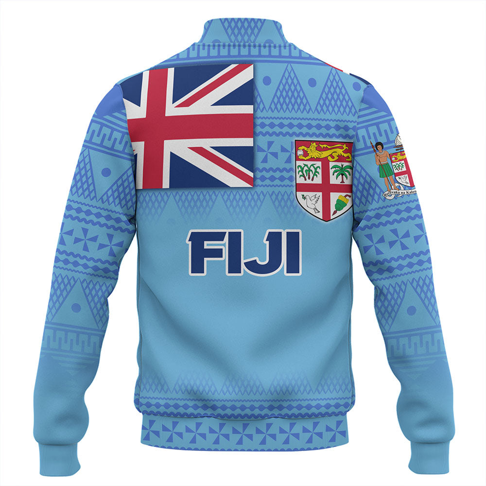 Fiji Baseball Jacket - Flag Color With Traditional Patterns