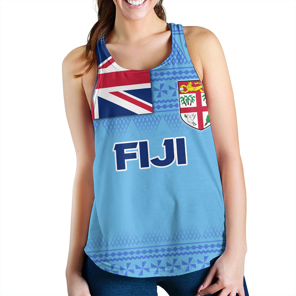 Fiji Women Tank - Flag Color With Traditional Patterns