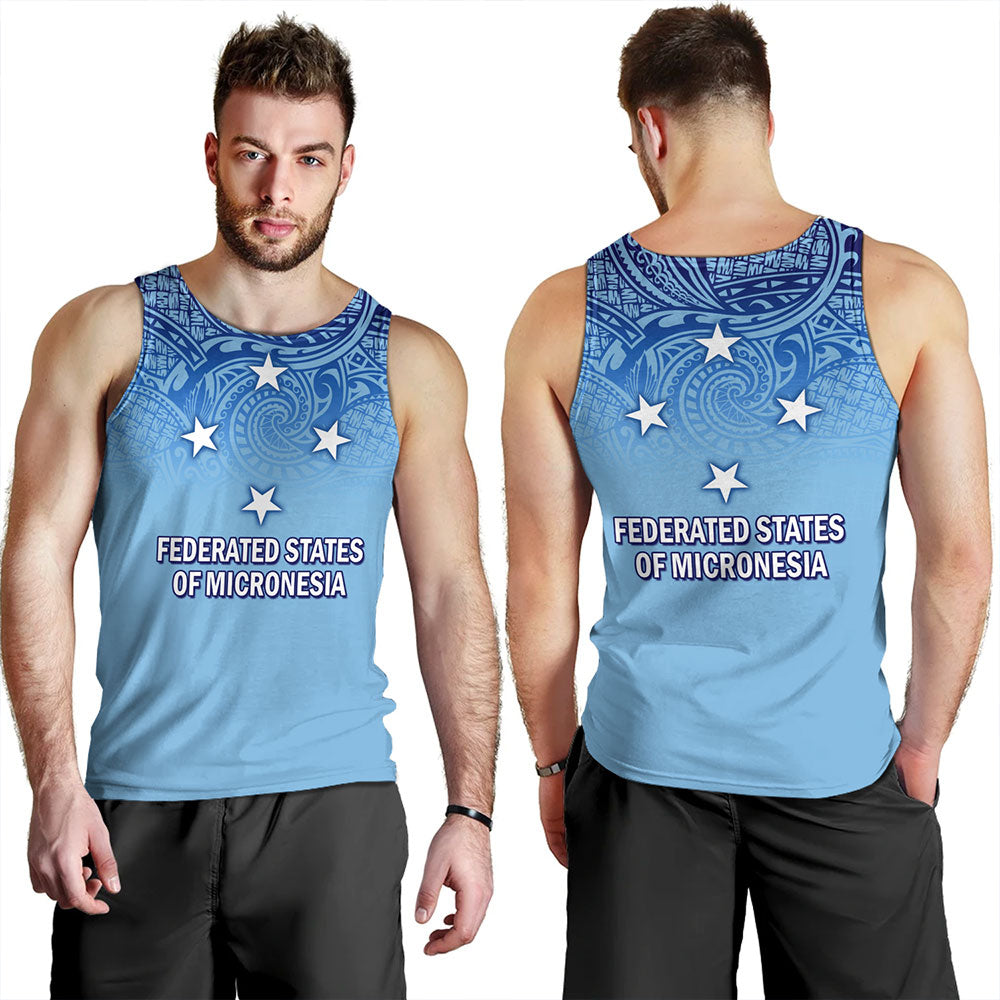 Federated States Of Micronesia Tank Top - Flag Color With Traditional Patterns