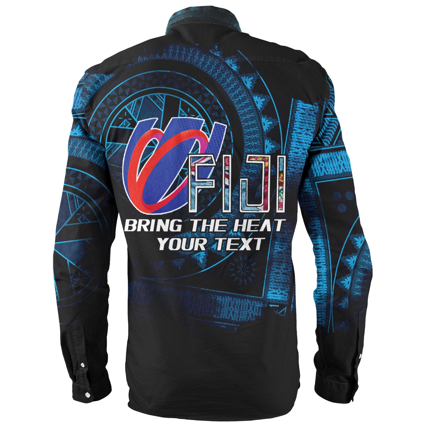 Fiji Custom Personalised Long Sleeve Shirt Bring The Heat Rugby Cup