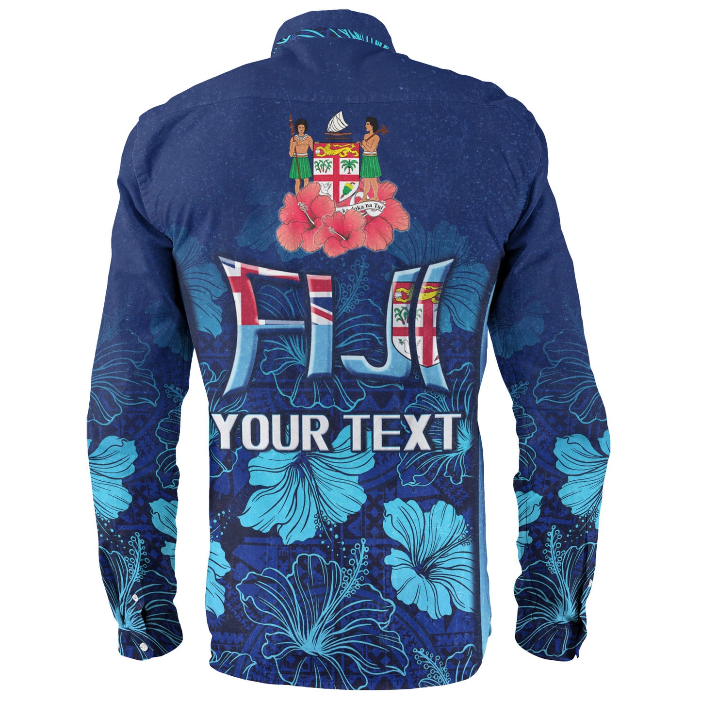 Fiji Custom Personalised Long Sleeve Shirt Fijian Traditional Patterns Hibiscus Flowers