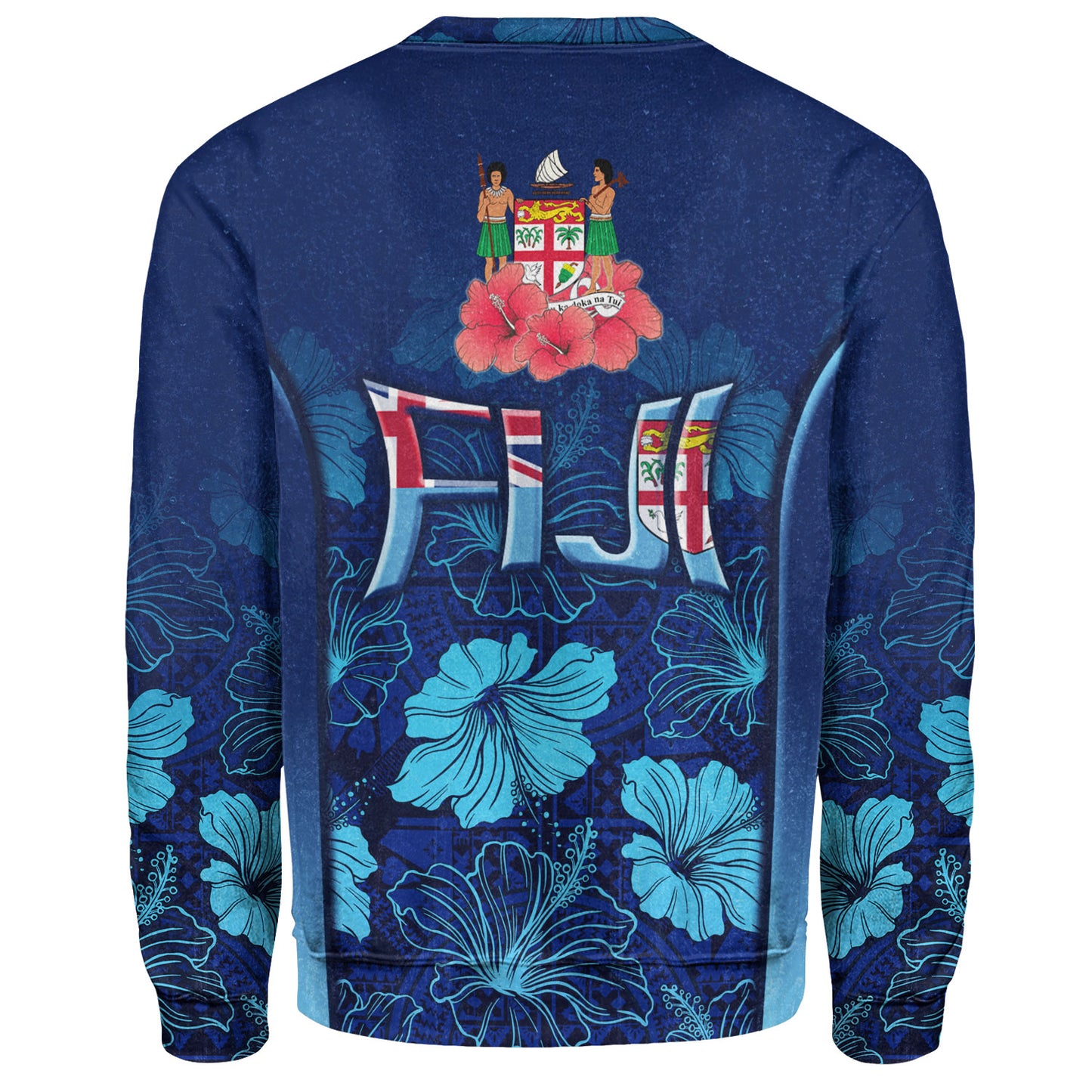 Fiji Custom Personalised Sweatshirt Fijian Traditional Patterns Hibiscus Flowers