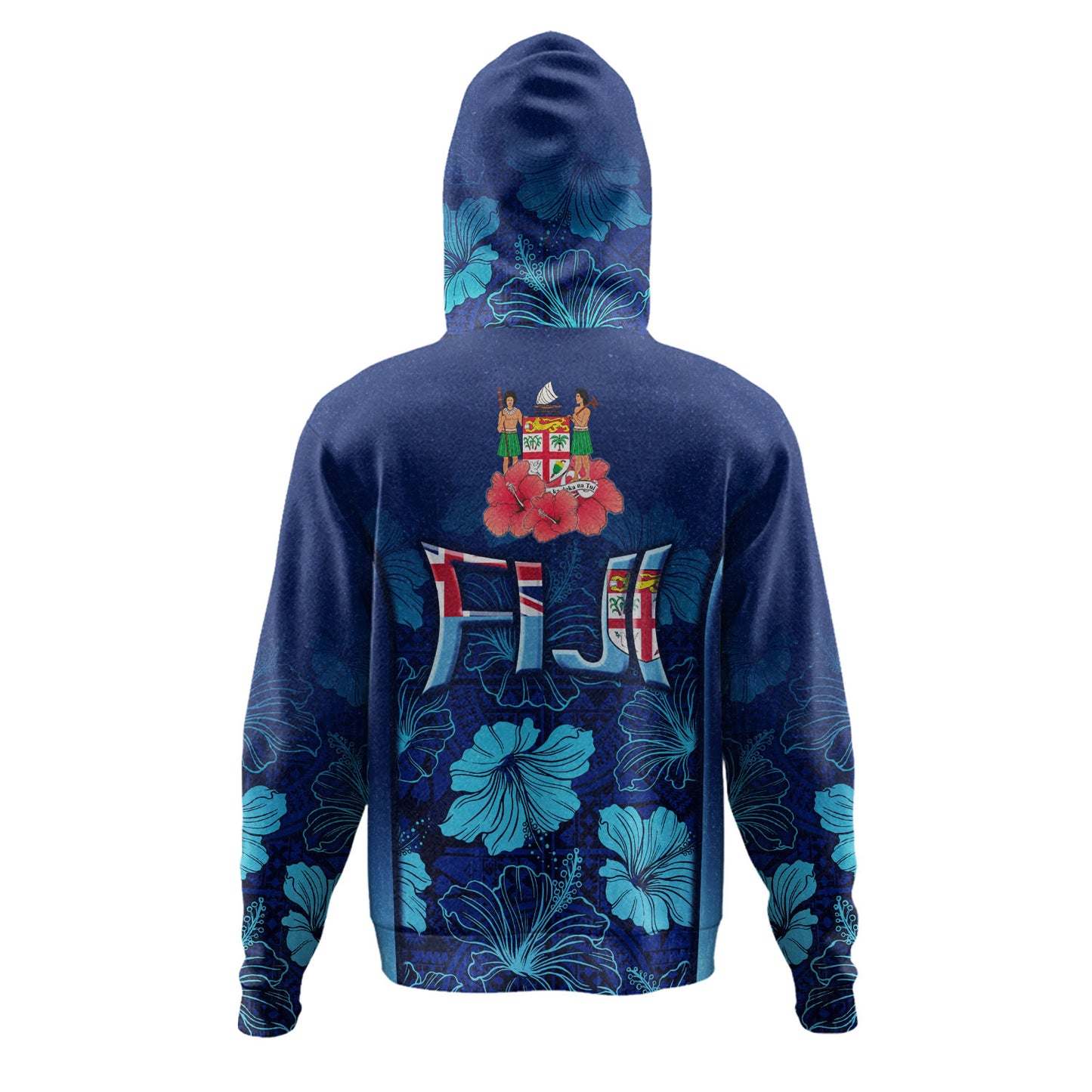 Fiji Custom Personalised Hoodie Fijian Traditional Patterns Hibiscus Flowers