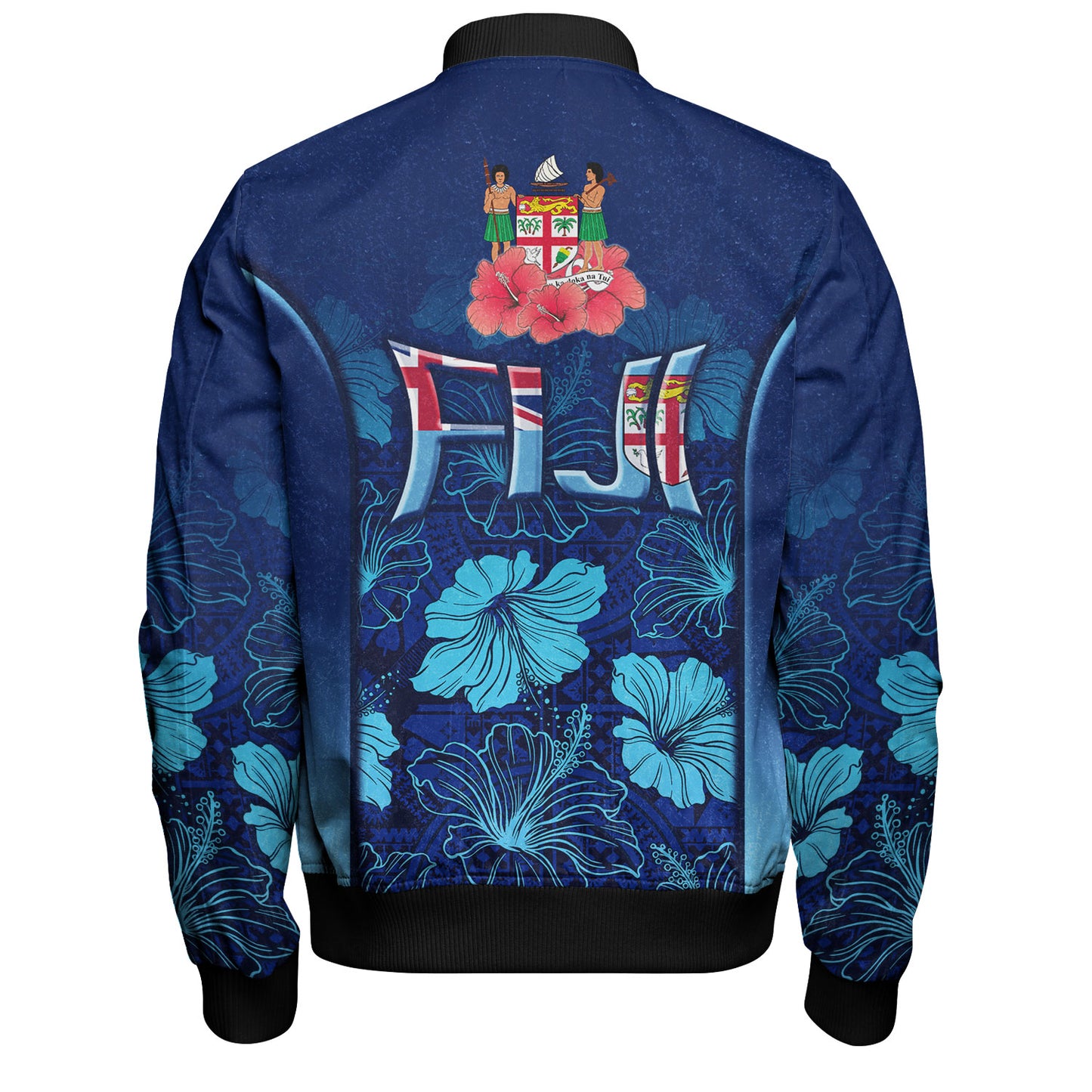 Fiji Custom Personalised Bomber Jacket Fijian Traditional Patterns Hibiscus Flowers