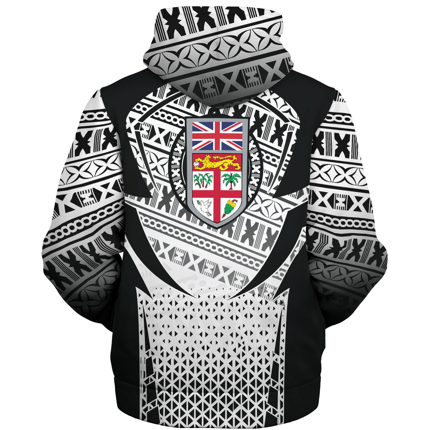 Fiji Sherpa Hoodie Flying Fijians Rugby Cup (Black-White Ver)