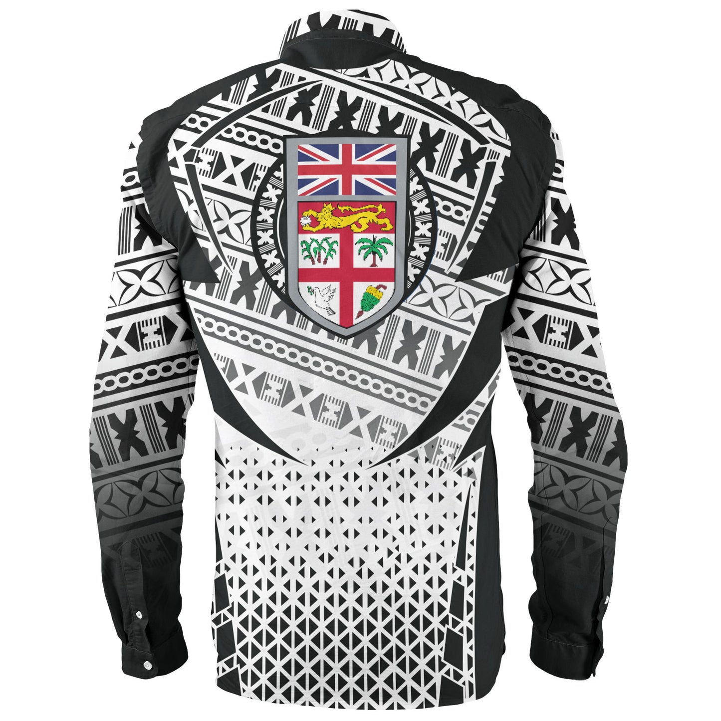 Fiji Long Sleeve Shirt Flying Fijians Rugby Cup (Black-White Ver)