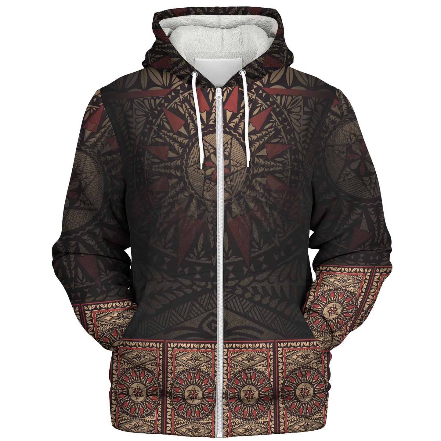 Fiji Sherpa Hoodie Fijian Masi Tapa Patterns