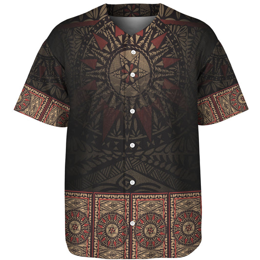 Fiji Baseball Shirt Fijian Masi Tapa Patterns