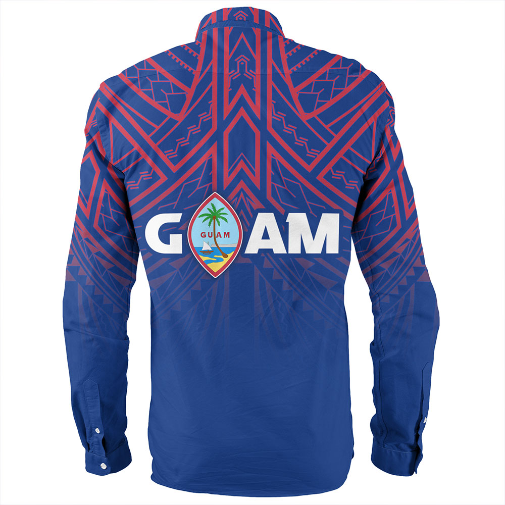 Guam Long Sleeve Shirt - Flag Color With Traditional Patterns