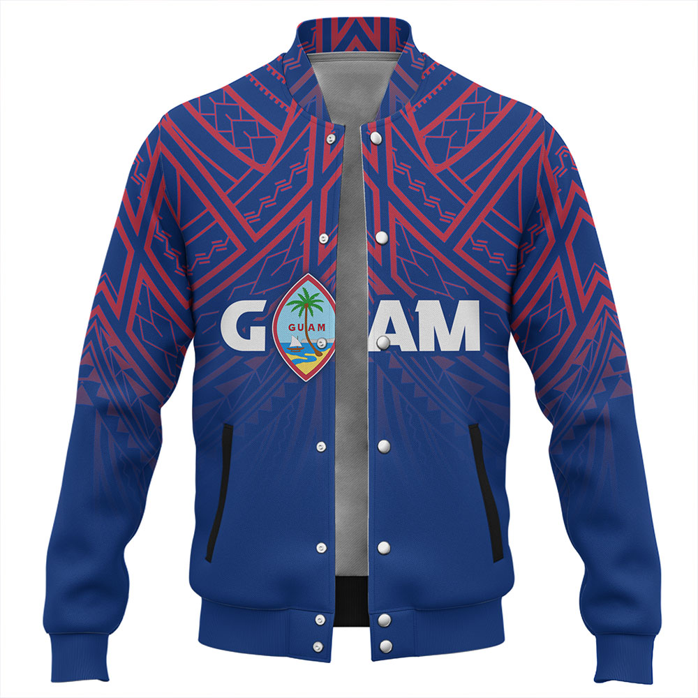 Guam Baseball Jacket - Flag Color With Traditional Patterns