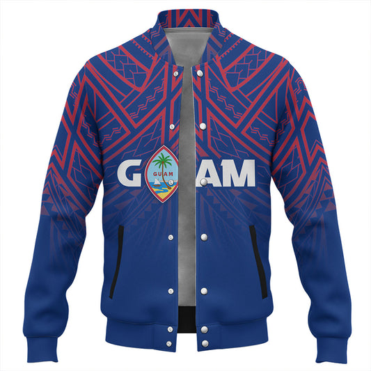 Guam Baseball Jacket - Flag Color With Traditional Patterns