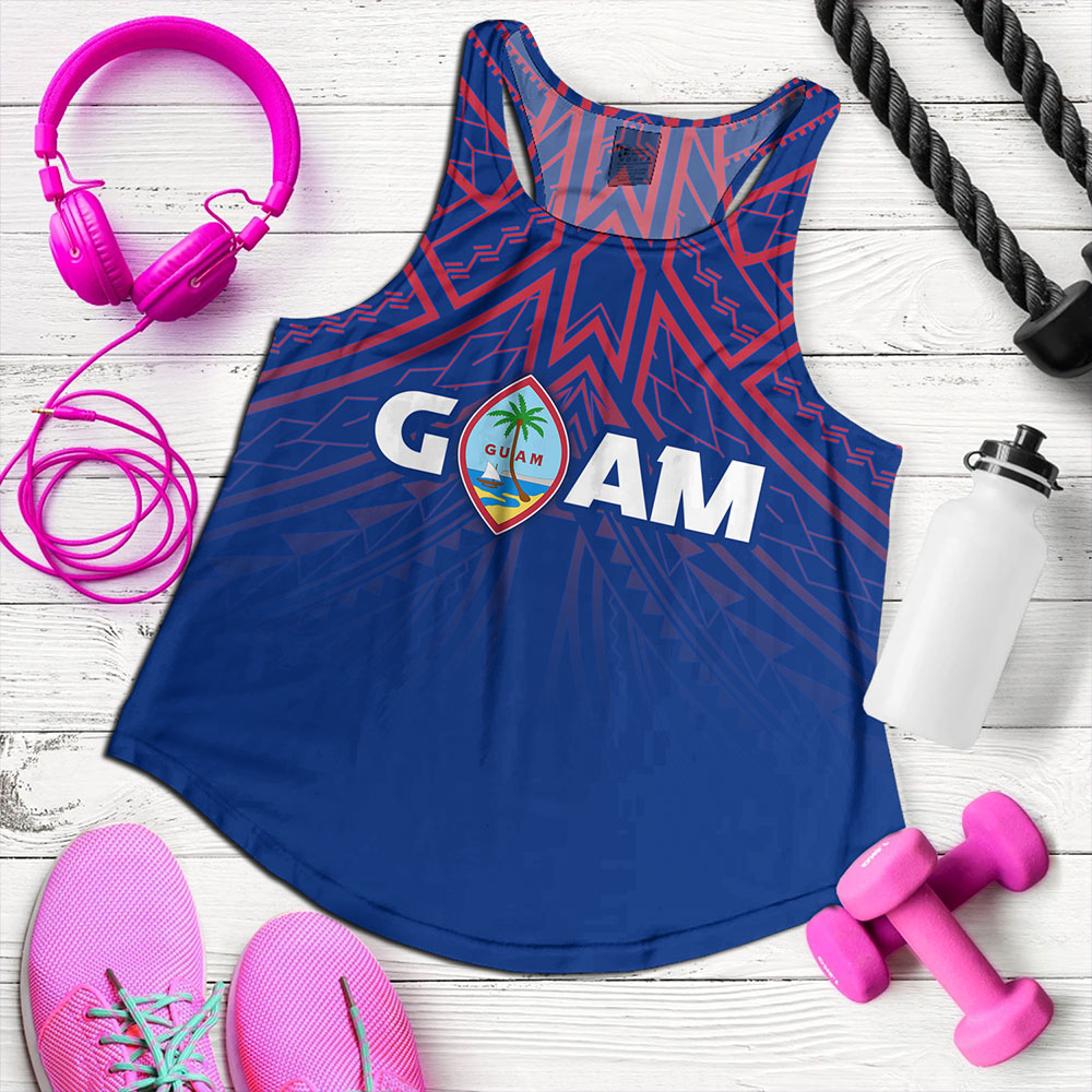 Guam Women Tank - Flag Color With Traditional Patterns