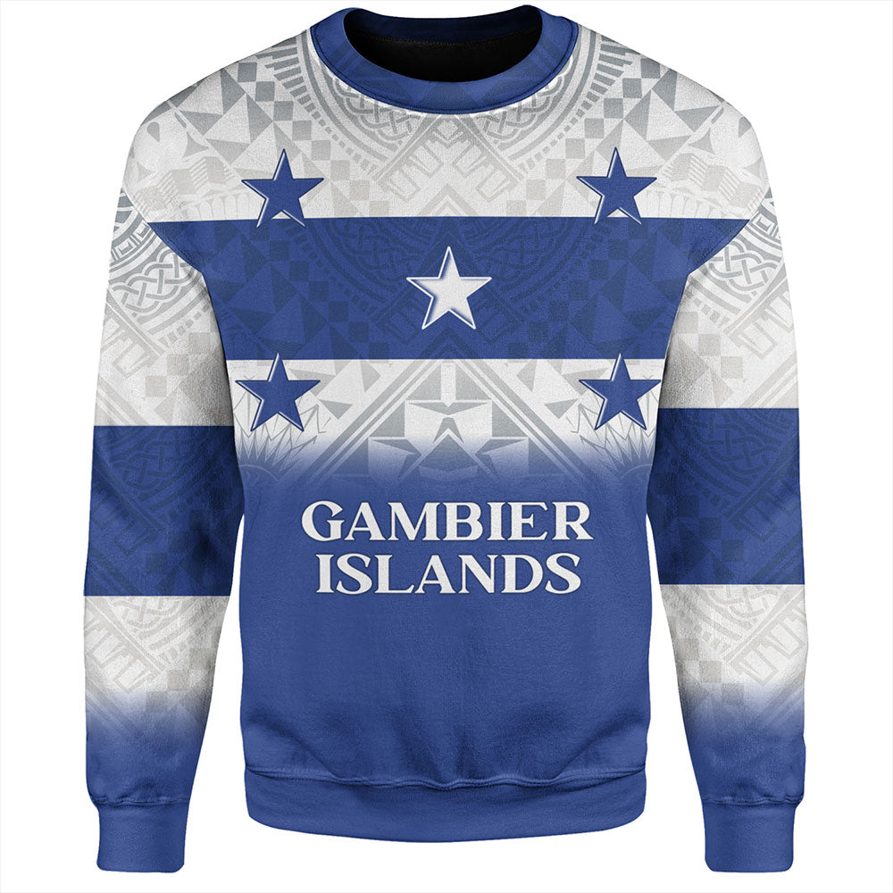 Gambier Islands Sweatshirt Flag Color With Traditional Patterns