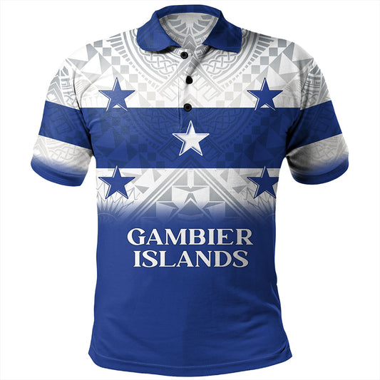 Gambier Islands Polo Shirt Flag Color With Traditional Patterns