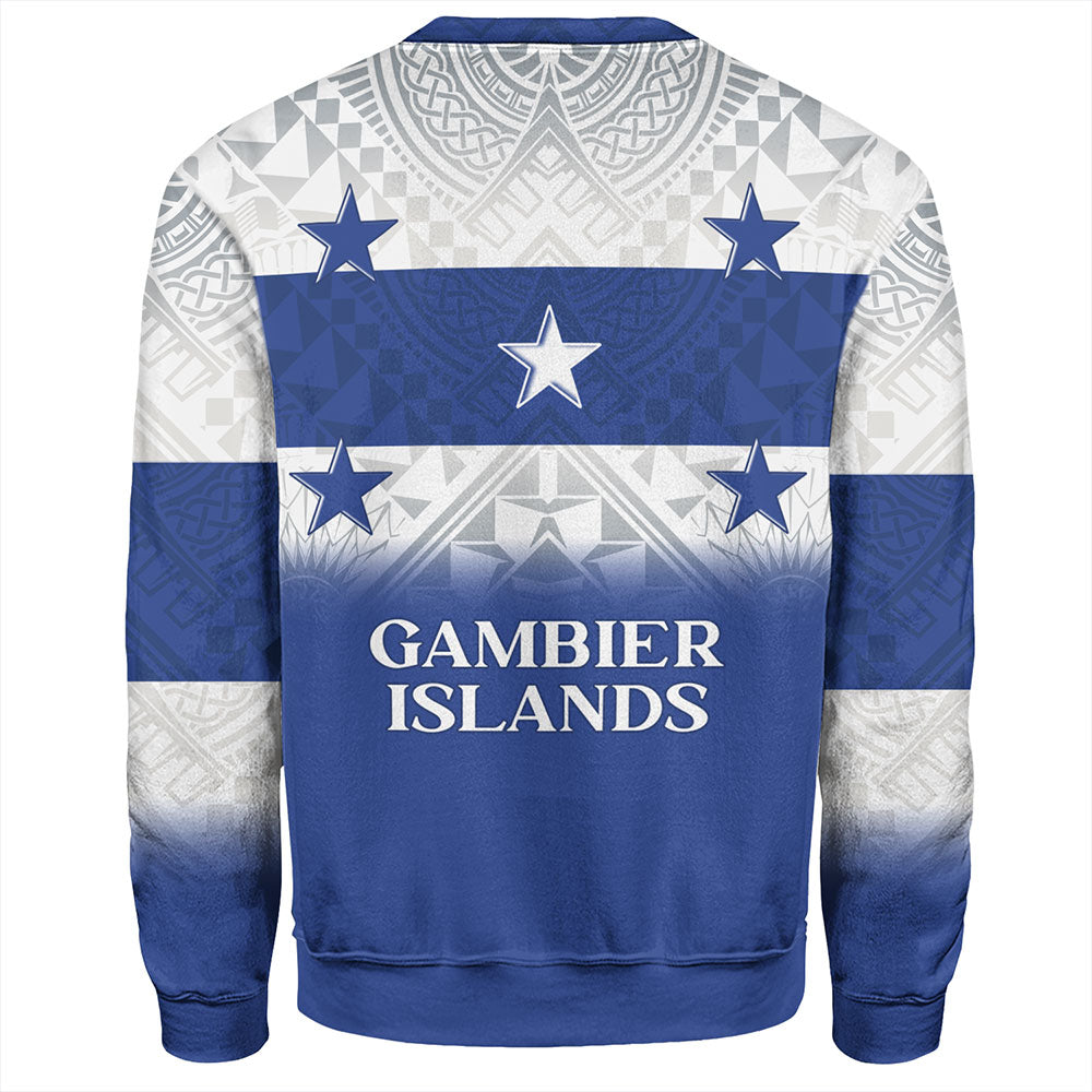 Gambier Islands Sweatshirt Flag Color With Traditional Patterns