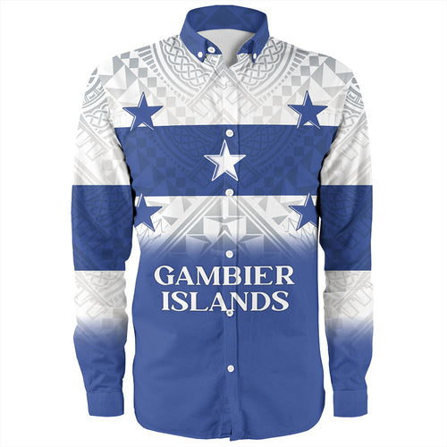 Gambier Islands Long Sleeve Shirt Flag Color With Traditional Patterns