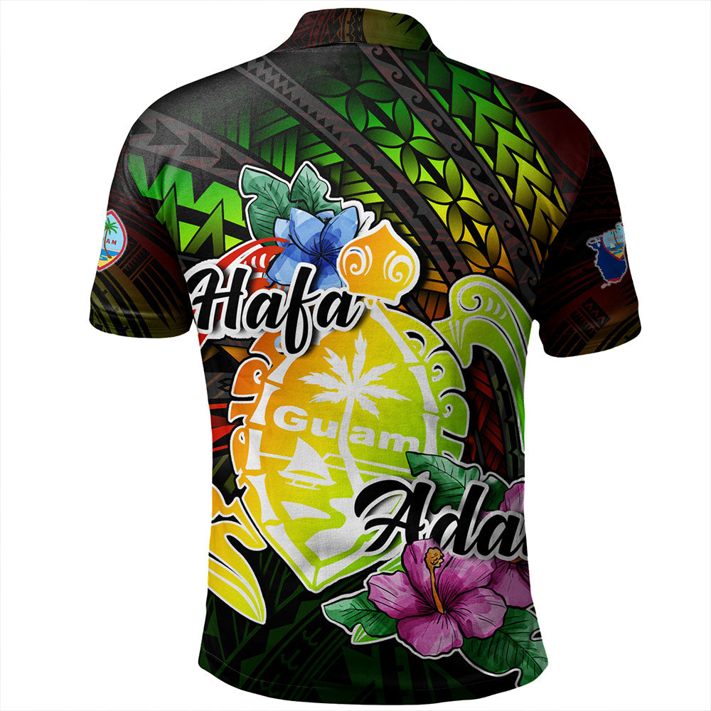 Guam Polo Shirt Hafa Adai Guam Seal Tropical Flowers