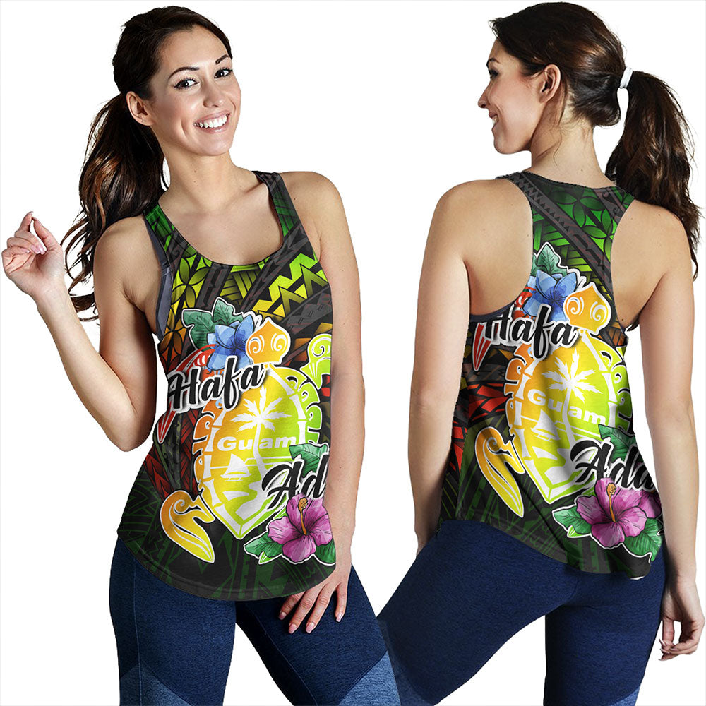 Guam Women Tank Hafa Adai Guam Seal Tropical Flowers