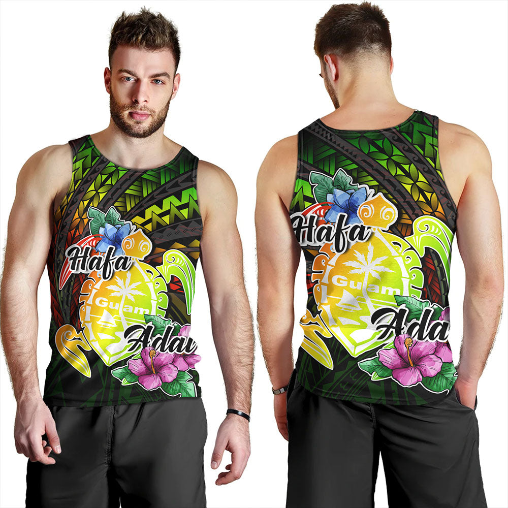 Guam Tank Top Hafa Adai Guam Seal Tropical Flowers