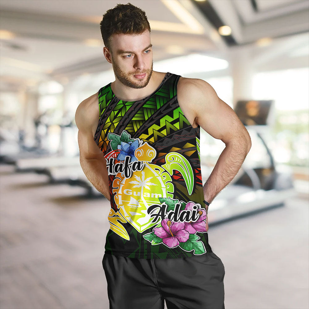 Guam Tank Top Hafa Adai Guam Seal Tropical Flowers