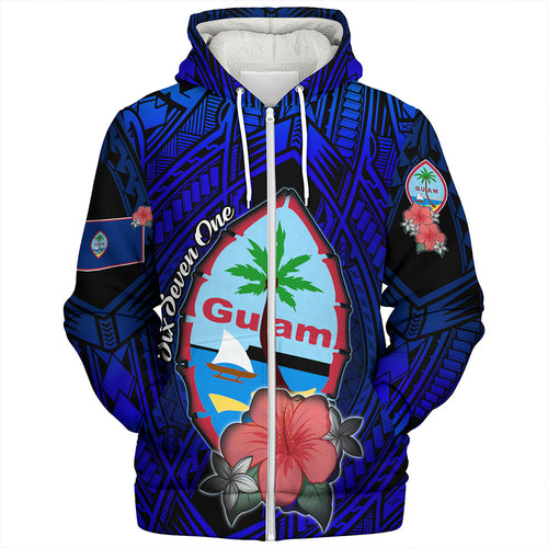 Guam Sherpa Hoodie Hibiscus Flowers With Seal