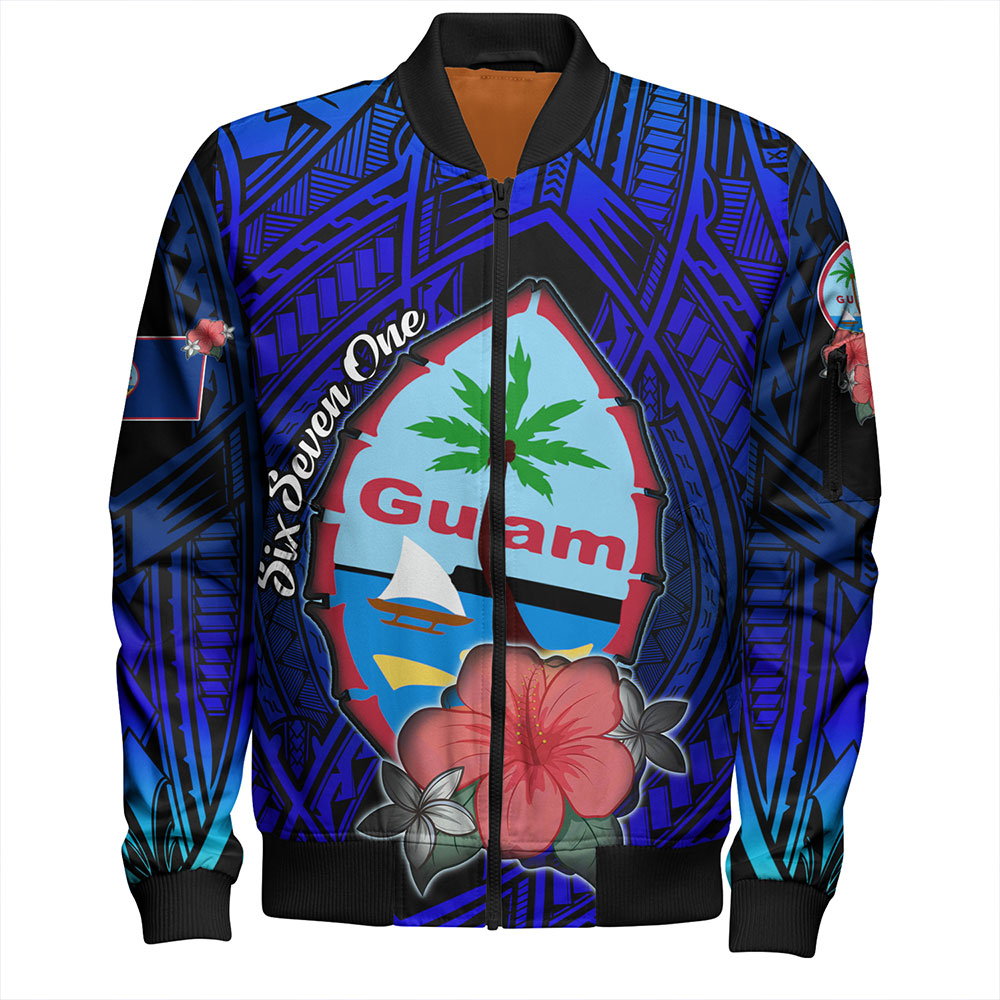 Guam Bomber Jacket Hibiscus Flowers With Seal