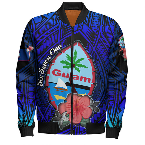 Guam Bomber Jacket Hibiscus Flowers With Seal