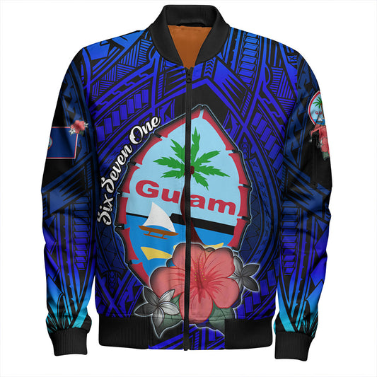 Guam Bomber Jacket Hibiscus Flowers With Seal