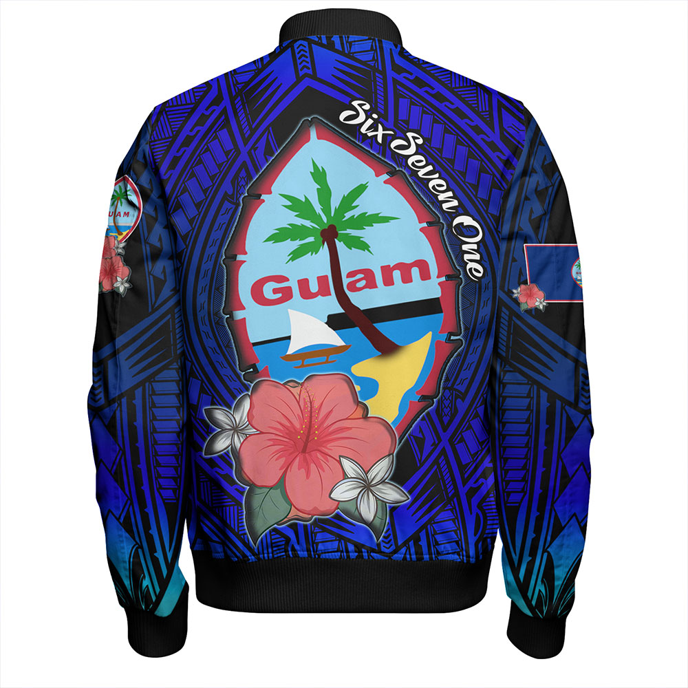 Guam Bomber Jacket Hibiscus Flowers With Seal