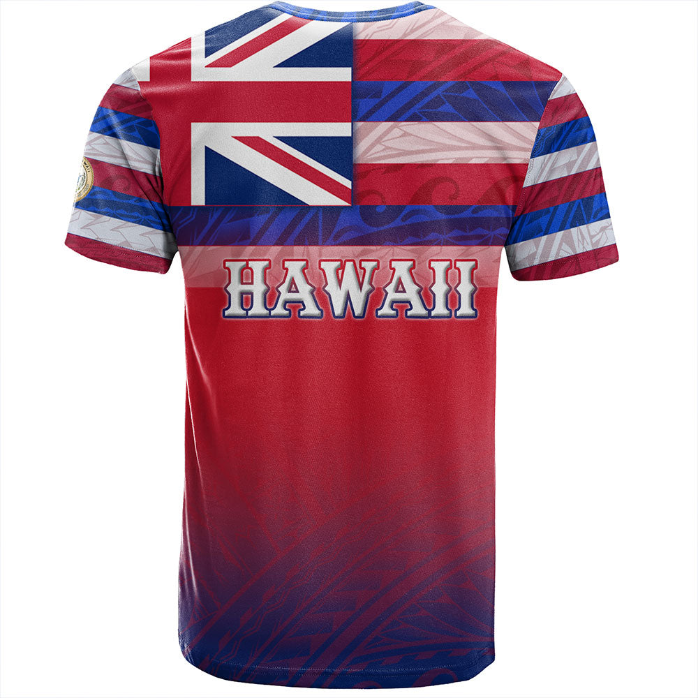Hawaii T-Shirt - Hawaii Flag Color With Traditional Patterns