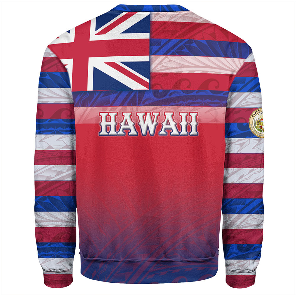 Hawaii Sweatshirt - Hawaii Flag Color With Traditional Patterns