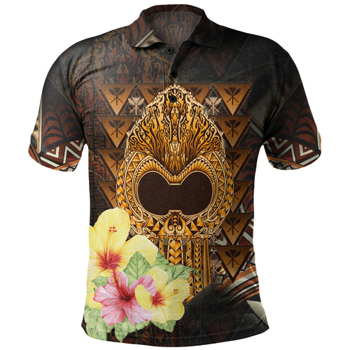 Hawaii Polo Shirt Ikaika Hawaiian With Hibiscus Flowers Retro Style
