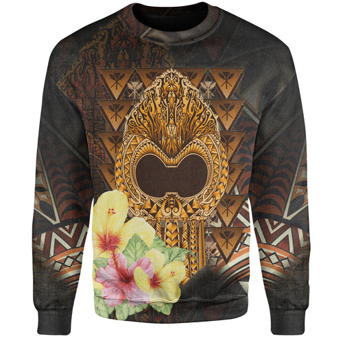 Hawaii Sweatshirt Ikaika Hawaiian With Hibiscus Flowers Retro Style