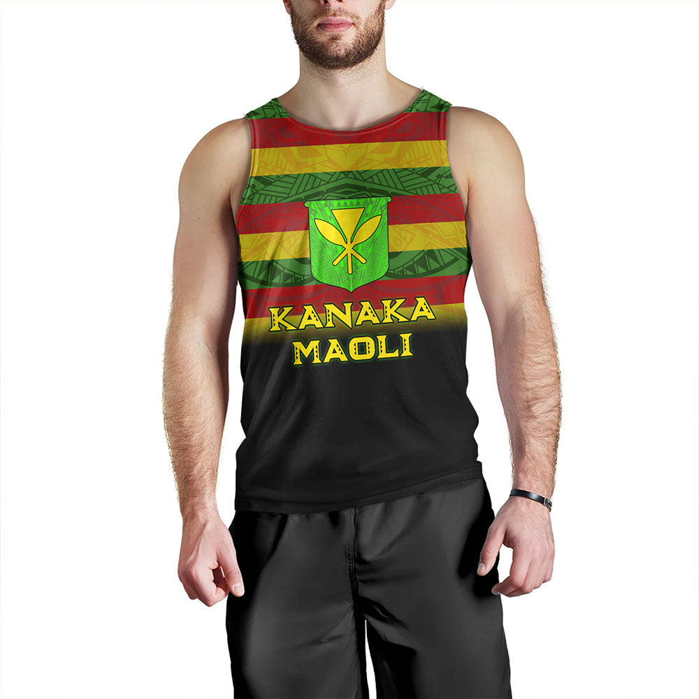 Hawaii Tank Top - Kanaka Maoli Flag Color With Traditional Patterns