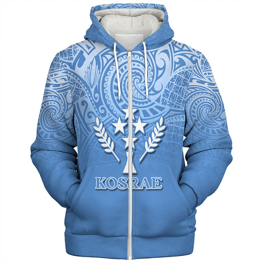 Kosrae Sherpa Hoodie Flag Color With Traditional Patterns
