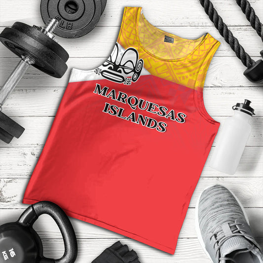 Marquesas Islands Tank Top Flag Color With Traditional Patterns