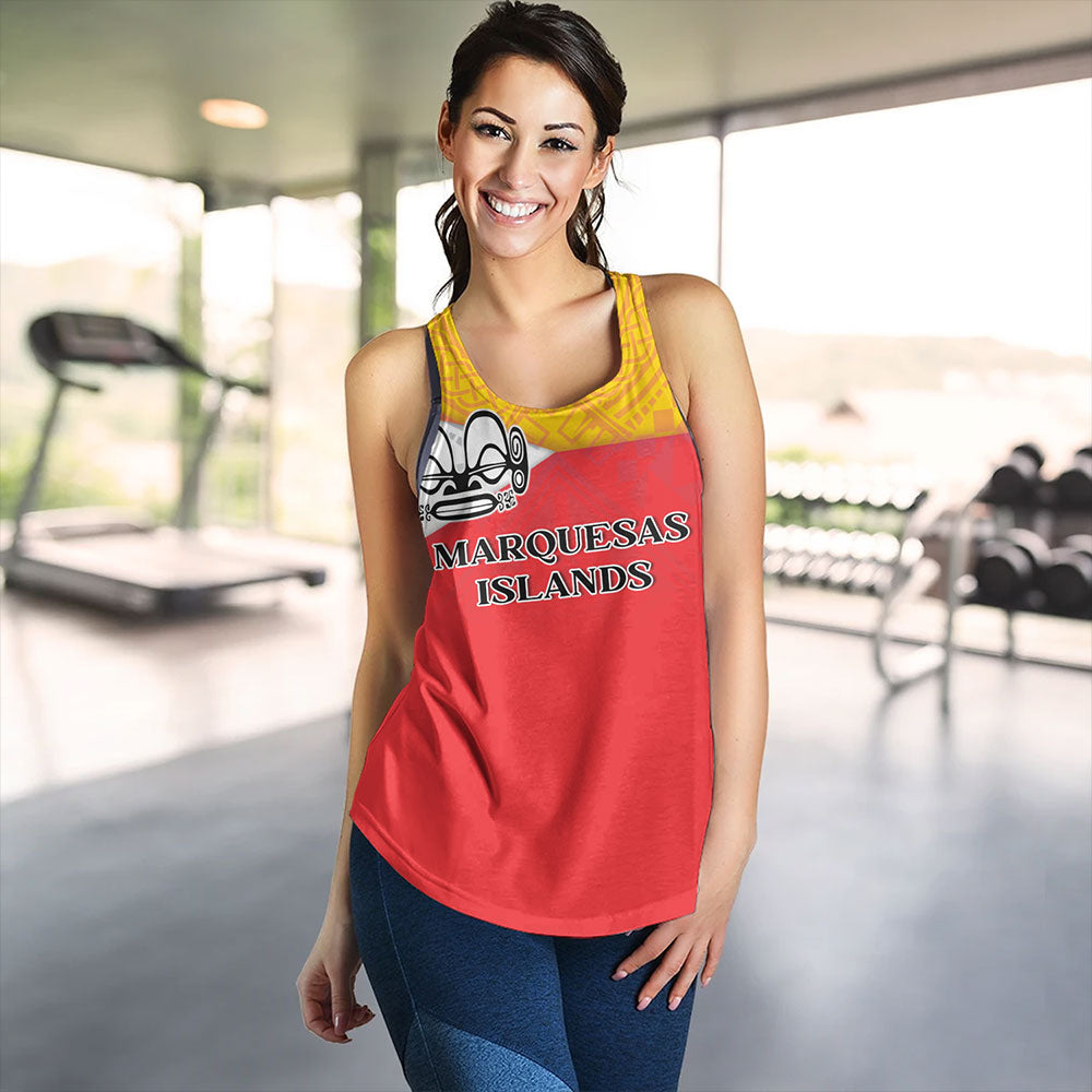 Marquesas Islands Women Tank Flag Color With Traditional Patterns