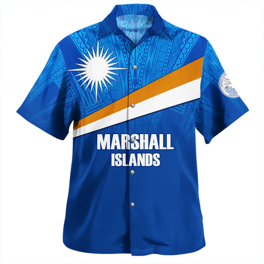Northern Mariana Islands Hawaiian Shirt - Flag Color With Traditional Patterns